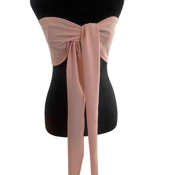 Blush pink crop long tie tube top,New - Picture 4 of 5